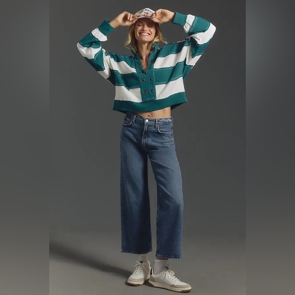 NWT! THE KAMRIE PIECED POPOVER TOP BY PILCRO BLUE STRIPE 🔴 - Picture 5 of 6